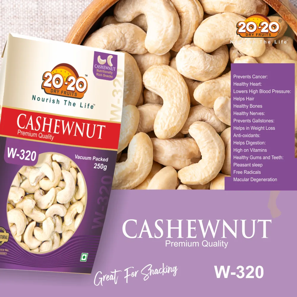 Premium Cashew Nut W-320 250g | 2020 Dry Fruits – Buttery Crunch - Image 4