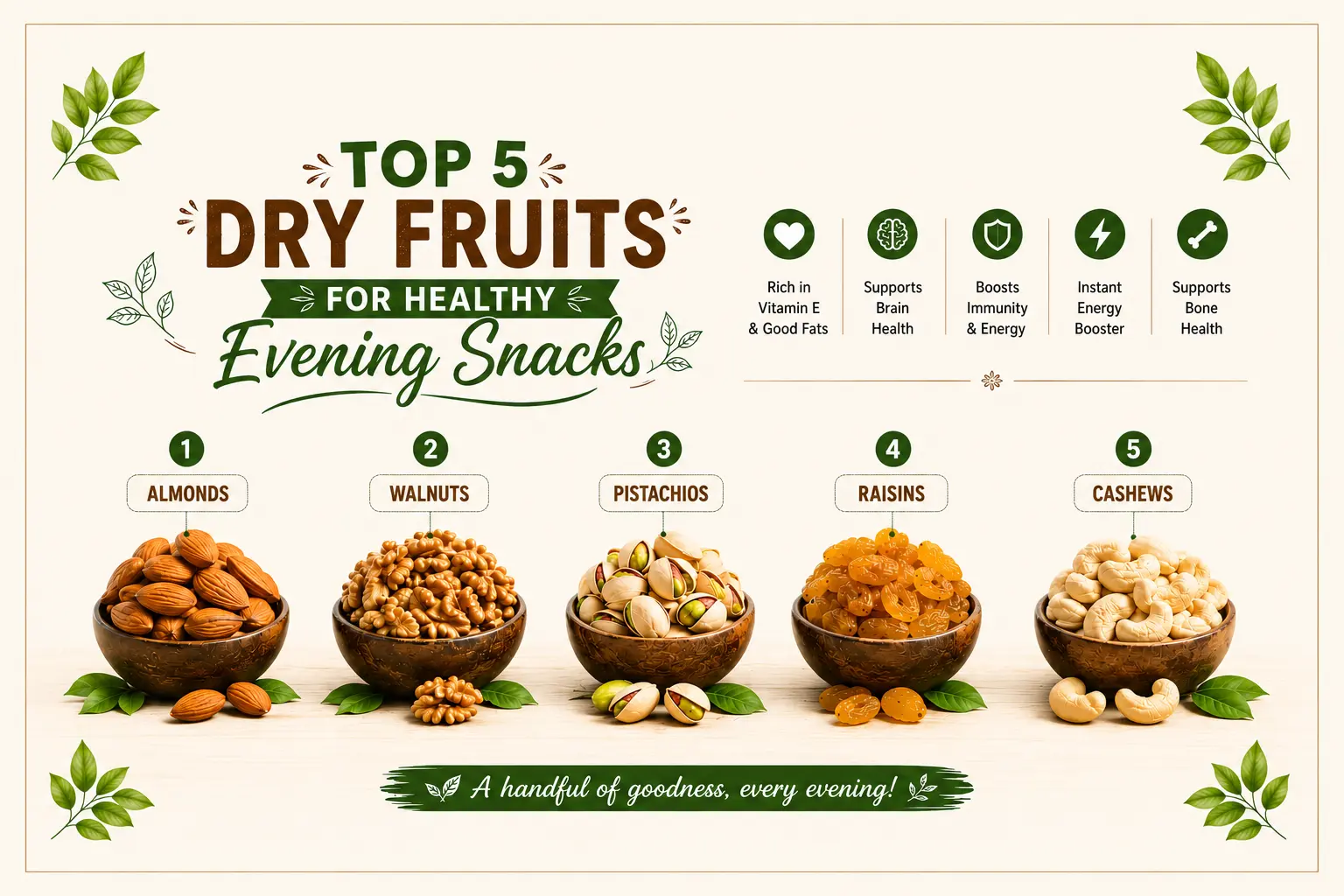 Top 5 Dry Fruits for Healthy Evening Snacks
