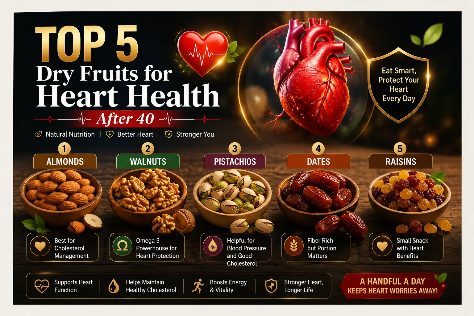 Top 5 Dry Fruits for Heart Health After 40